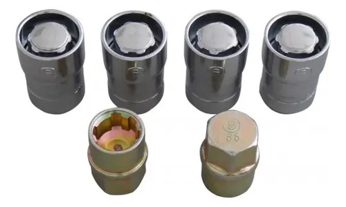 TUERCA CROMADA PARA RIN UNIVERSAL DE SEGURIDAD 14 x 2 mm. Incluye 4 pzas. y 2 llaves