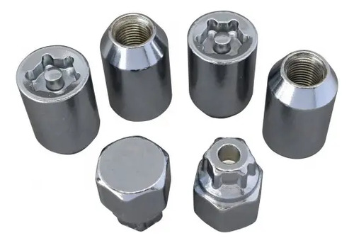 TUERCA CROMADA PARA RIN UNIVERSAL DE SEGURIDAD 12 X 1.25 mm. Incluye 4 pzas. y 2 Llave