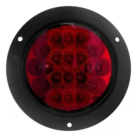 PLAFON REDONDO con Empaque Negro (Luz Led Alta-Baja-Estrobo-Escalera) 12v con 20 Leds 10.2 cm TUNIX ROJO
