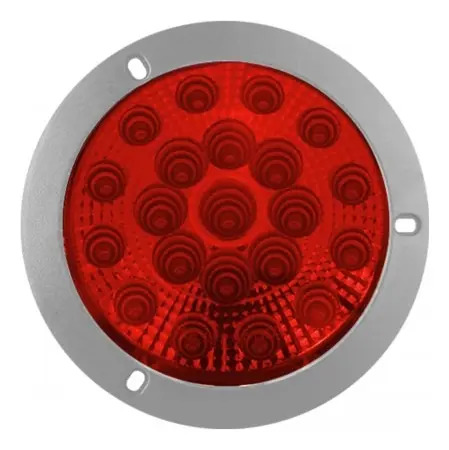 PLAFON REDONDO con Bisel Cromado (Luz Led Alta-Baja-Estrobo-Escalera) con 23 Leds 10.2 cm TUNIX ROJO