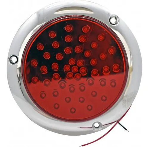 PLAFON REDONDO PLANO Bisel Cromado (Luz Led Alta-Baja-Estrobo) con 48 Leds 10.2 cm TUNIX ROJO