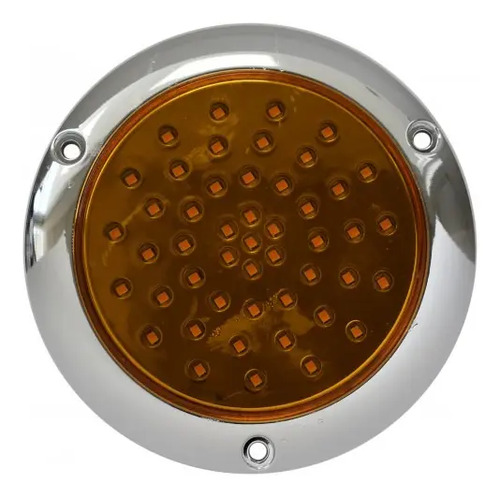 PLAFON REDONDO PLANO Bisel Cromado (Luz Led Alta-Baja-Estrobo) con 48 Leds 10.2 cm TUNIX AMBAR