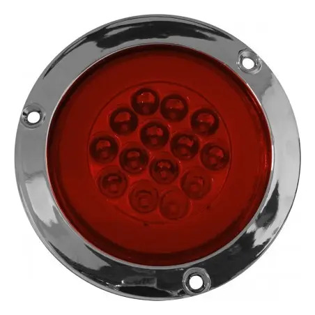 PLAFON REDONDO Bisel Cromado Ojo de Angel Tipo Gel (Luz Led Estrobo) 1500 Lumens con 14 Leds 12-24v 10.2 cm TUNIX ROJO