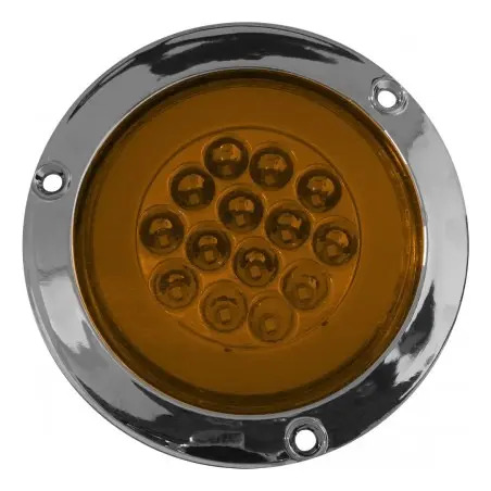 PLAFON REDONDO Bisel Cromado Ojo de Angel Tipo Gel (Luz Led Estrobo) 1500 Lumens con 14 Leds 12-24v 10.2 cm TUNIX AMBAR