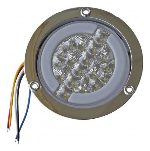 PLAFON REDONDO Ojo de Angel Tipo Gel (Alta-Baja) (Luz Led Baja-Estrobo) 12v con 18 Leds Blanco 10.2 cm TUNIX BLANCO