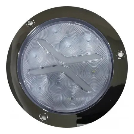 PLAFON REDONDO Bisel Cromado Ojo de Angel Tipo Gel ("X" Alta-Baja) (Luz Led Estrobo) 12v con 8 Leds 10.2 cm TUNIX BLANCO