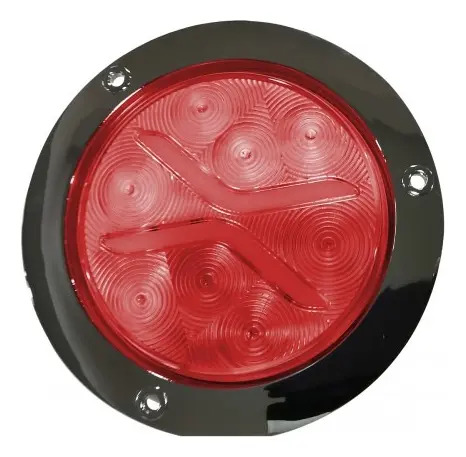 PLAFON REDONDO Bisel Cromado Ojo de Angel Tipo Gel ("X" Alta-Baja) (Luz Led Estrobo) 12v con 8 Leds 10.2 cm TUNIX ROJO