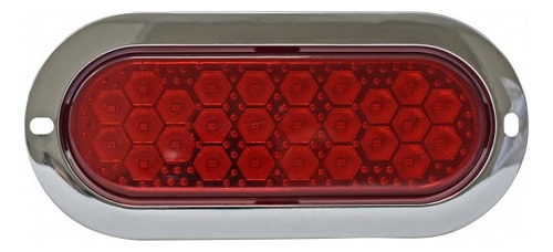 PLAFON OVALADO Bisel Cromado (Luz Led Alta-Baja-Estrobo) 12v con 26 Leds 6 X 15.2 cm ROJO