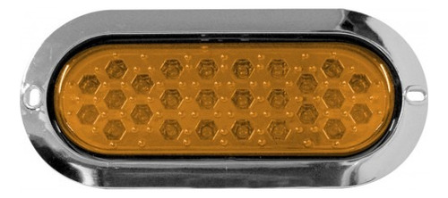 PLAFON OVALADO Bisel Cromado (Luz Led Alta-Baja-Estrobo) 12v con 26 Leds 2" 6 X 15.2 cm AMBAR