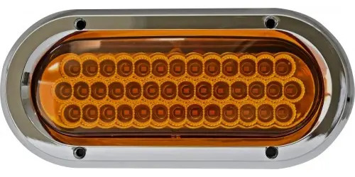 PLAFON OVALADO Bisel Cromado (Luz Led Alta-Baja-Estrobo) 12v con 40 Leds 9.5 X 19.7 cm AMBAR