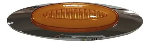PLAFON OVALADO Bisel Cromado Ojo de Angel Tipo Gel (Alta-Baja-Estrobo) 12v con 3 Leds 3.8 X 10.5 cm AMBAR
