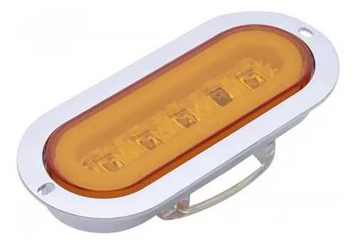 PLAFON OVALADO Bisel Cromado Ojo de Angel Tipo Gel (Luz Led Alta-Baja-Estrobo ) 12v con 5 Leds 6.2 X 15.2 cm AMBAR