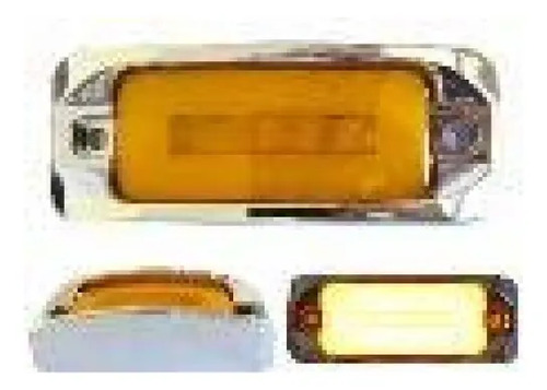 PLAFON RECTANGULAR Bisel Cromado Ojo de Angel Tipo Gel (Luz Led Fija-Estrobo) 12-24v 2.9 X 8.5 cm (2 pzas) AMBAR