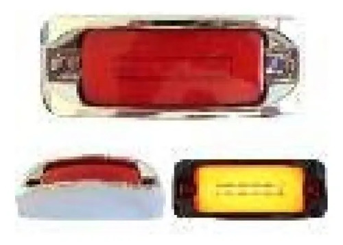 PLAFON RECTANGULAR Bisel Cromado Ojo de Angel Tipo Gel (Luz Led Fija-Estrobo) 12-24v 2.9 X 8.5 cm (2 pzas) ROJO