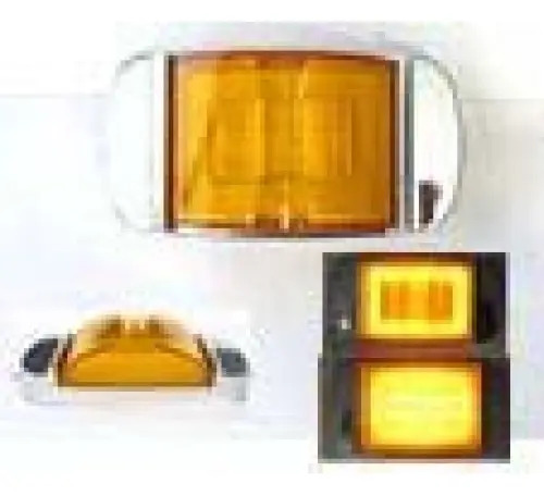 PLAFON RECTANGULAR Bisel Cromado Ojo de Angel Tipo Gel (Alta-Baja) (Luz Led Fija-Estrobo) 12-24v con 8 Leds 5 x 6.6 cm (2 pzas) AMBAR