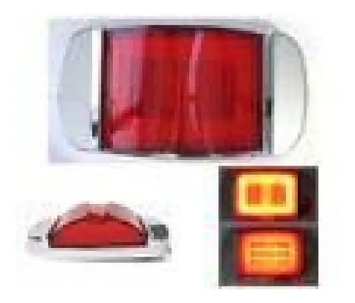 PLAFON RECTANGULAR Bisel Cromado Ojo de Angel Tipo Gel (Alta-Baja) (Luz Led Fija-Estrobo) 12-24v con 8 Leds 5 x 6.6 cm (2 pzas) ROJO