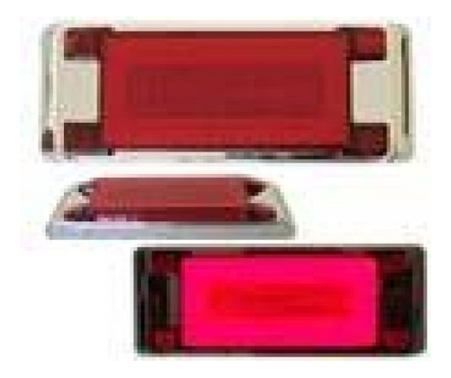 PLAFON RECTANGULAR Bisel Cromado Ojo de Angel Tipo Gel (Alta-Baja) (Luz Led Fija-Estrobo) 12-24v 4.6 x 10.3 cm ROJO