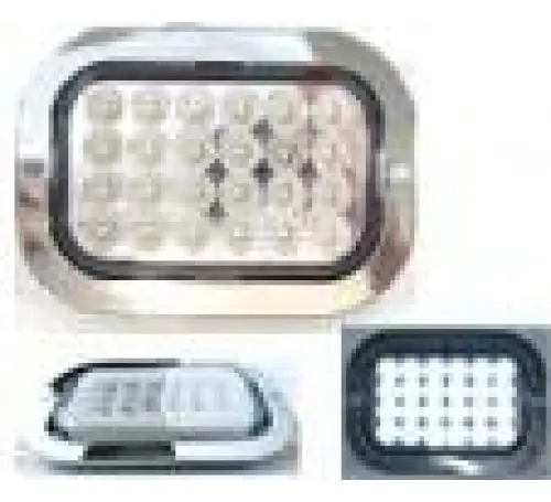 PLAFON RECTANGULAR Bisel Cromado (Luz Led Alta-Baja-Estrobo) 12-24v con 24 Leds 7.6 x 12.7 cm BLANCO