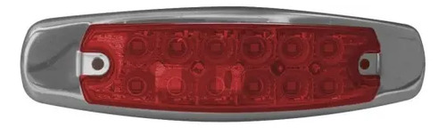 PLAFON RECTANGULAR Acero Inoxidable (Luz Led Fija-Estrobo) 12-24v 12 Leds ROJO 3.6 x 1.7 cm ROJO