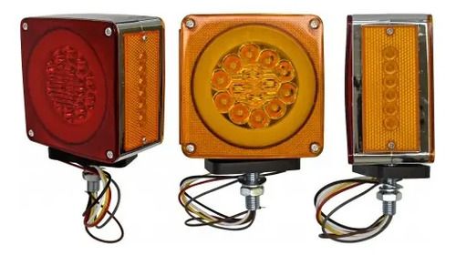 PLAFON DIRECCIONAL CUADRADO Bisel Cromado Leds Luz Angel (Luz Alta-Baja-Fija-Estrobo) con 34 Leds 12/24v 11.4 cm IZQUIERDO