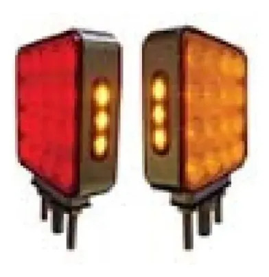 PLAFON DIRECCIONAL CUADRADO Bisel Cromado (Luz Led Fija-Lateral-Estrobo) con 32 Leds+6 Laterales 12/24v 11.7 cm IZQUIERDO