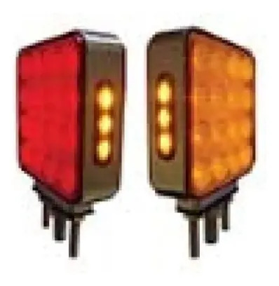 PLAFON DIRECCIONAL CUADRADO Bisel Cromado (Luz Led Fija-Lateral-Estrobo) con 32 Leds+6 Laterales 12/24v 11.7 cm DERECHO