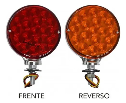 PLAFON DIRECCIONAL REDONDO (Luz fijo-Estrobo) con 36 Leds 12-24v 10.2 cm AMBAR-ROJO
