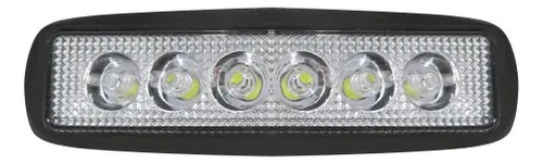 FARO RECTANGULAR Con 6 Hiper Leds 3W Base Negro (Luz Led Fija-Estrobo) 3.4 X 14.6 cm Luz BLANCA