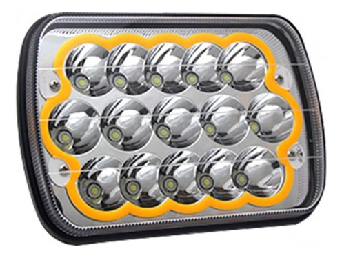 FARO UNIDAD CUADRADA Ojo de Angel Tipo Gel (Fija-Estrobo) (Luz Led Fija-Alta-Baja) 3w 12v con 15 Hiper Leds BLANCO 12.7 x 19.3 cm (2 piezas)