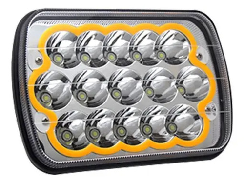 FARO UNIDAD CUADRADA Ojo de Angel Tipo Gel (Fija-Estrobo AMBAR) (Luz Led Fija-Alta-Baja BLANCO) 3w 12-24v con 15 Hiper Leds 12.7 x 19.3 cm (2 piezas)