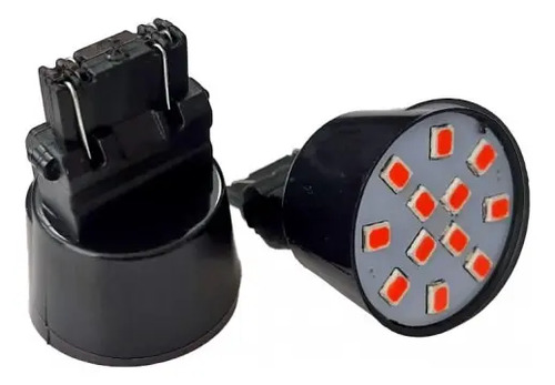 FOCO LED Base 3157 2 Polos con 12 Leds ROJO (2 piezas)