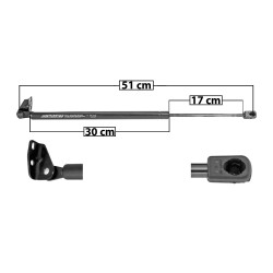 AMORTIGUADOR 5TA PUERTA DG ATOS 09-12 CON BRACKETS 51 30 17 ENTRADA TIPO 9 ENTRADA 2 TIPO 17 430 96.66 490 110.16 SPART 7178 TUR Derecho