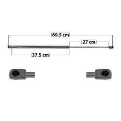AMORTIGUADOR COFRE VW ATLAS 18-21/TERAMONT 19-22 69.5 37.5 27 ENTRADA TIPO 9 ENTRADA 2 TIPO 9 390 87.67 39.77 330 74.18 33.65 SPART 5467 TUR Derecho