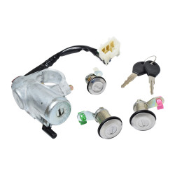 SET DE CILINDROS NS TSURU III 92-17 CON LLAVE PUERTA/CAJUELA/ENCENDIDO 5 PINS CON CANDADO METAL CROMO 12VCC CHN MANIJAUTO CHIN