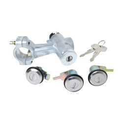 SET DE CILINDROS NS 720 81-93 CON LLAVE PUERTA/ENCENDIDO/GASOLINA BRAZO LARGO METAL CROMO 12VCC MANIJAUTO CHIN CHN