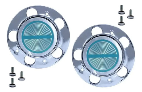 83-97 Ranger 2 Tapones Copas Rin Cromado Y Azul Y Tornillos