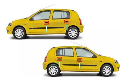 02-10 Renault Clio Juego Manijas Exteriores Corrugadas 4 Pzs